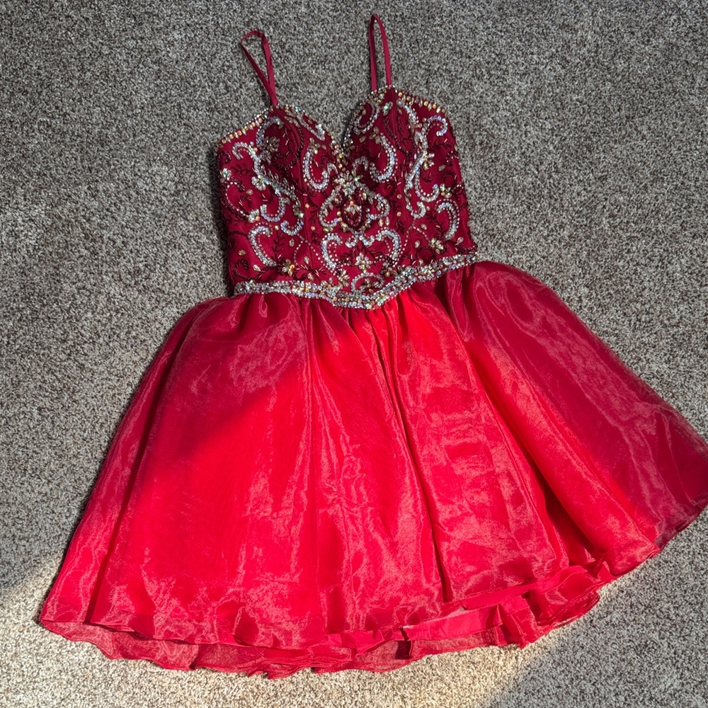 Elegant Beaded Red Formal Dress